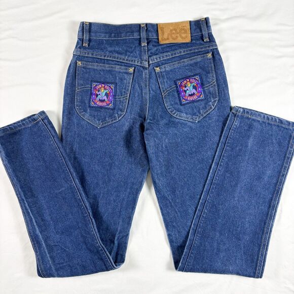 Vintage 90s Lee Jeans Womens 26 x 31 High Rise Back Patch Retro Indie Union Made - Picture 2 of 10